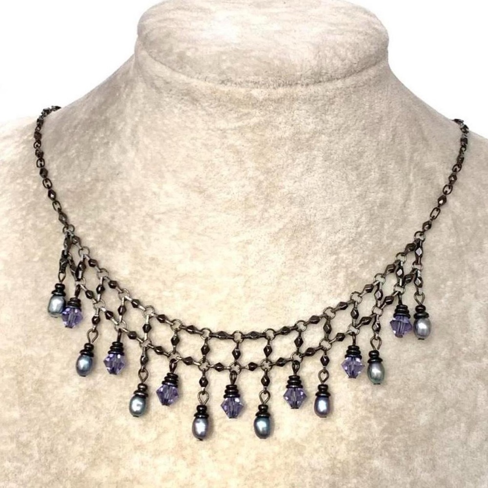 1928 fairy core iridescent purple glass pearls y2k fairycore